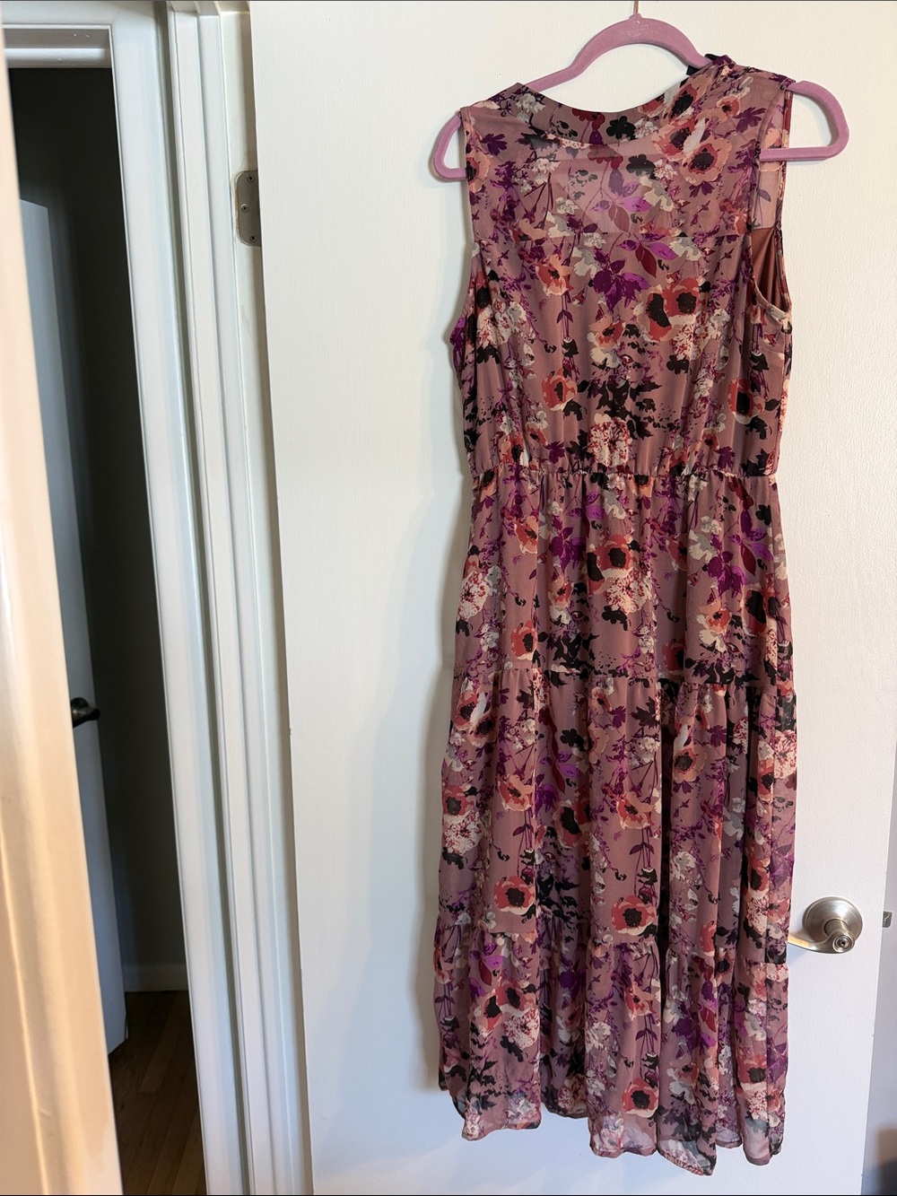 Lulu's Mauve Floral Tiered Maxi Dress